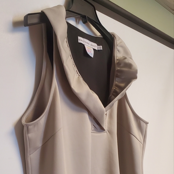Gretchen Scott Jersey Ruffle Neck Top Tan Goddess  XXL - Picture 7 of 11